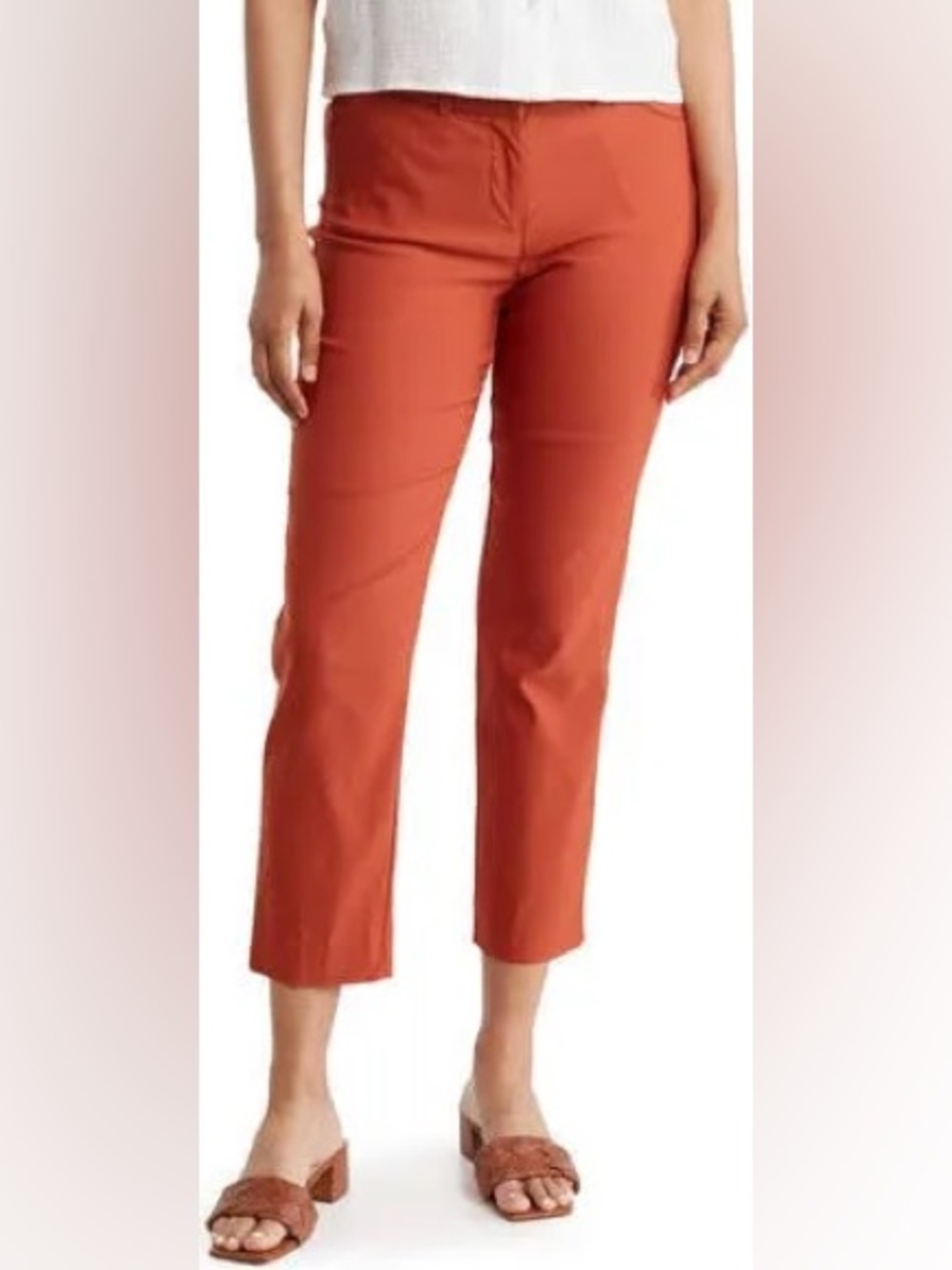 Nanette Lepore Terracotta Straight-Leg Cropped Pants